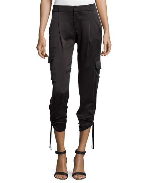 Parker Silk Cargo Capri Pants In Black Lyst