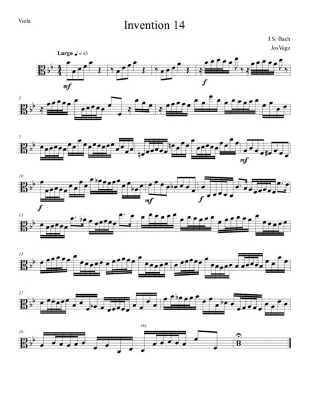 Invention In B Flat Major Bwv 785 Arr Josvagz Sheet Music Js