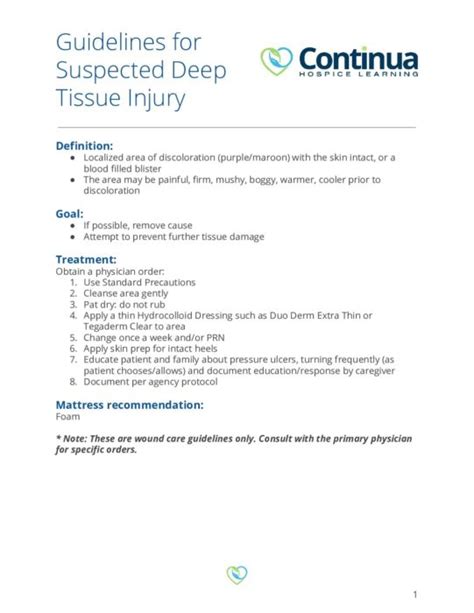 Guidelines for Suspected Deep Tissue Injury