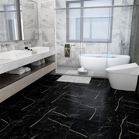 Black Marble Vinyl Flooring Tiles Chihut