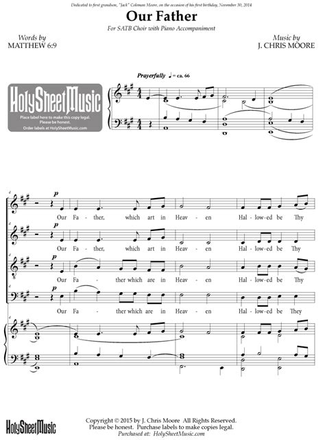 Our Father - Holy Sheet Music