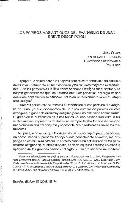 Pdf Los Papiros M S Antiguos Del Evangelio De Juan Dadun Unav Edu