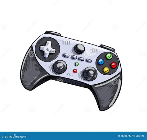 Grey Gamepad Game Controller Hand Drawn Vector Stock Vector