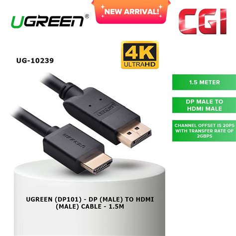 Ugreen Dp Male To Hdmi Male Cable 15m Dp101 10239 Shopee Malaysia