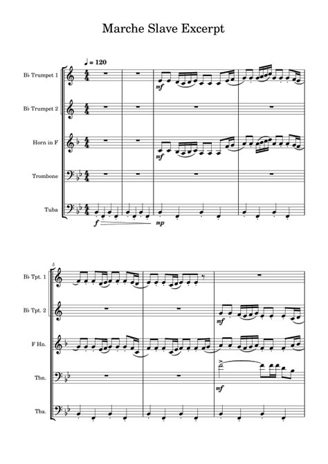 Marche Slave Excerpt Brass Quintet Arr Edward Fall By Pyotr Ilyich