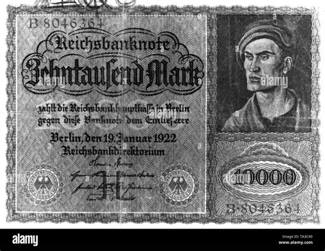 Ten thousand Mark. Due to the increasing inflation banknotes with ...