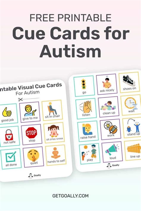 Visual Cue Cards For Autism Free Printable Goally