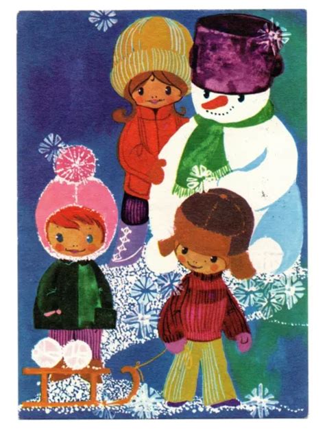 Alte Ak Postkarte Kinder Schneemann Er Ddr Weihnachten Rar Eur