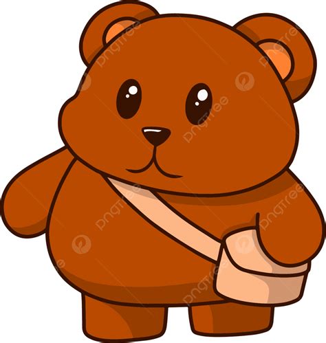 Cartoon Bear With Small Bag Cartoon Bear Baby Bear Png And Vector