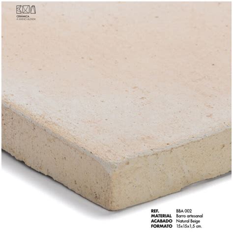 Baldosa Barro Artesanal Natural Cuadrada X X Cm Bba Beige