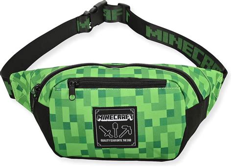 Boys Minecraft Fanny Pack Bag Black And Green Minecraft Creeper Face