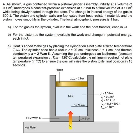 Solved As Shown A Gas Contained Within A Piston Cylinder Chegg