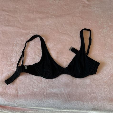 Black Ribbed Rhythm Bikini Top Size Small And Only Depop