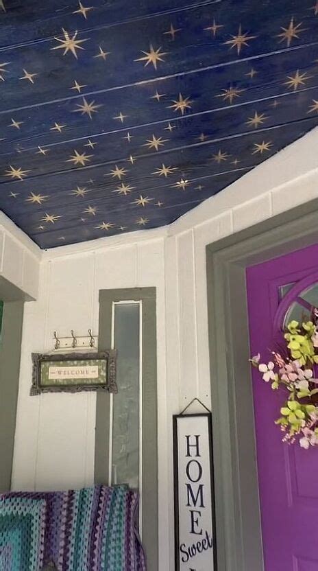 I Painted A Celestial Mural On The Ceiling Of My Front Porch This Was