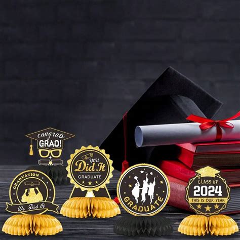 9 Pcs Graduation Decorations Class Of 2024 Congrats Grad Honeycomb