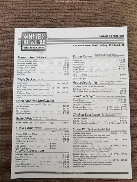 Online Menu of Whitby Diner & Deli Restaurant, Whitby, Ontario, L1N 4J5 ...