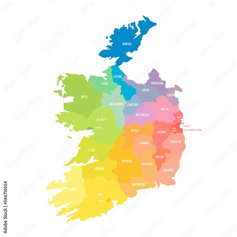 Ireland political map of administrative divisions Stock Vector | Adobe ...