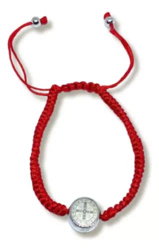 Pulsera San Benito Hilo Rojo Acero Inoxidable Plateado MercadoLibre