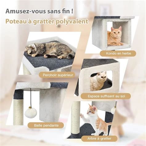 GOPLUS Arbre à Chat à 2 Niveaux avec Perchoirs Confortables Maison de