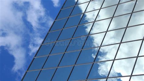 Vertical Video Cloud Reflections In Office Building Stock Footage