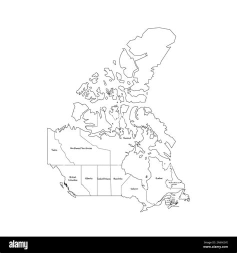 Canada Political Map Of Administrative Divisions Provinces And Territories Handdrawn Doodle