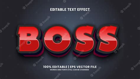 Premium Vector Boss Colorful Editable Text Effect 3d Style