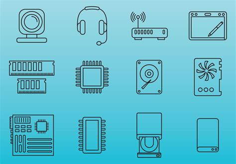 Computer Parts Icons 117720 Vector Art At Vecteezy