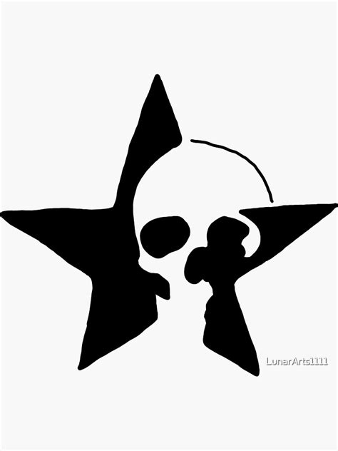 Black Skull Star Sticker For Sale By Lunararts1111 Redbubble