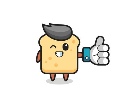 Cute Bread With Social Media Thumbs Up Symbol 3381690 Vector Art At