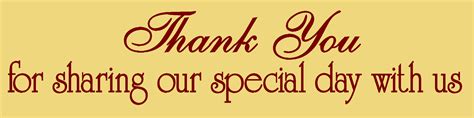 Thank You For Sharing Our Special Day Reusable Plastic Mylar Stencil