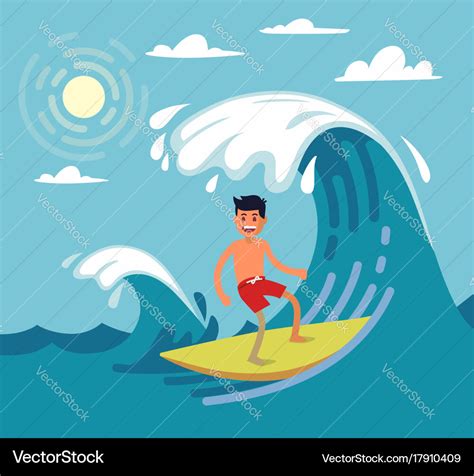 Man Surfing On Wave Royalty Free Vector Image Vectorstock