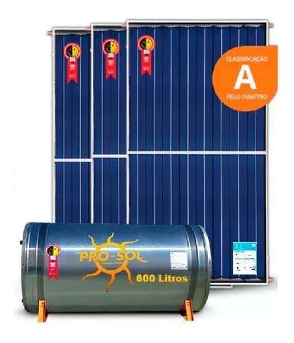 Kit Aquecedor Solar Boiler 500 L 3 Placas Coletor 2m Pro Sol