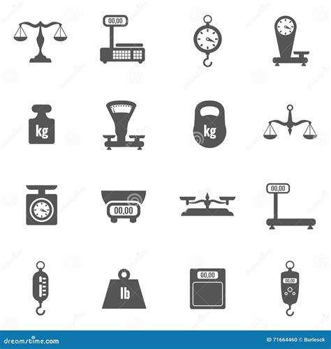 Scales Weighing Weight Black Vector Icons Set Stock Vector