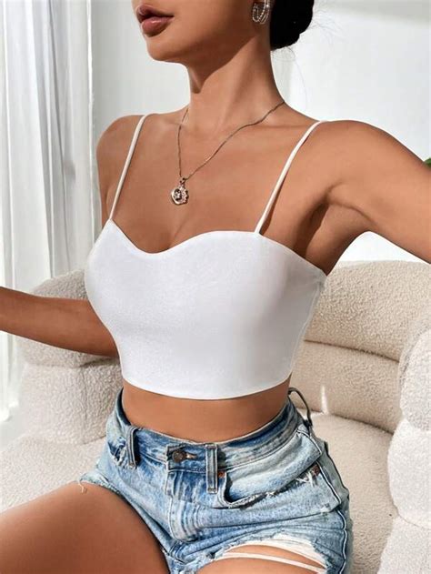 Shein Ezwear Solid Crop Cami Top Shein Usa