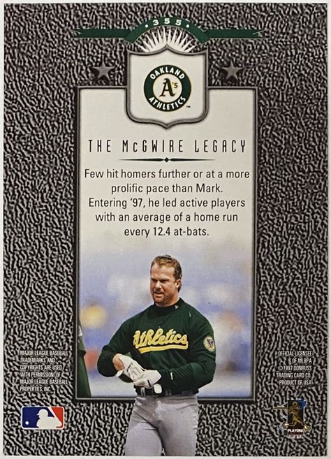 Mark Mcgwire 1997 Leaf Oakland Athletics Baseball Legacy Card Kbk Sports