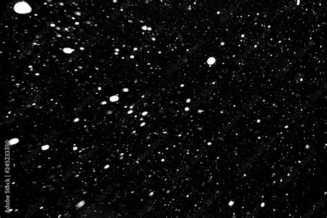 Snow On A Black Background Falling Snow At Night Texture With White