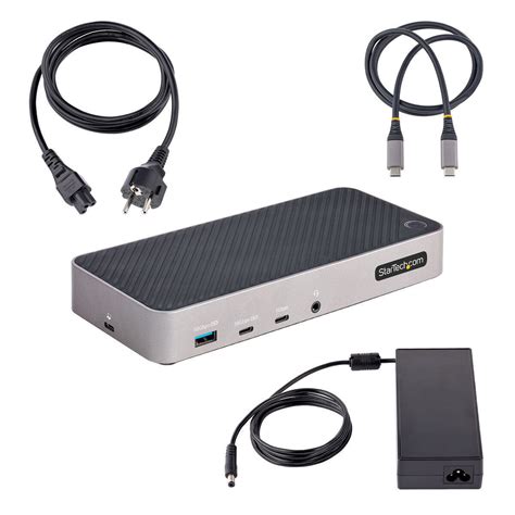 Startech Usb C Docking Station με Hdmidisplayport 4k Pd Ethernet και συνδεση 3 Οθονών Γκρι