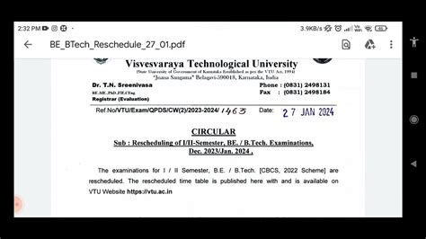 Vtu Update Today St And Nd Sem Resheduled Time Table Vtu St And