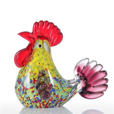 Glass Christmas Ornaments With Chicken Rooster Decor Blown Ornament Glass Art Sculpture