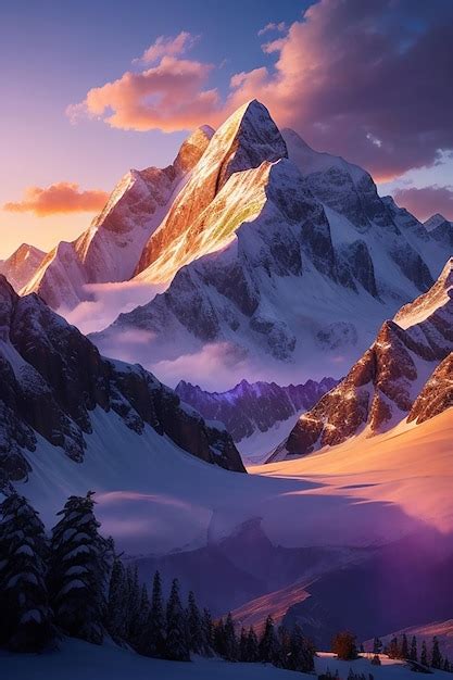 Premium Ai Image Majestic Mountain Peaks In All Their Breathtaking