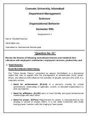 SP20 BBA 161 Shakeel Mumtaz OB 1st Docx Comsats University Islamabad