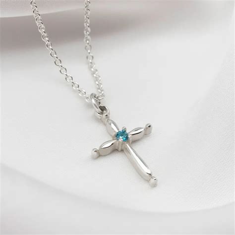 Birthstone Teardrop Cross Necklace | Fast Delivery