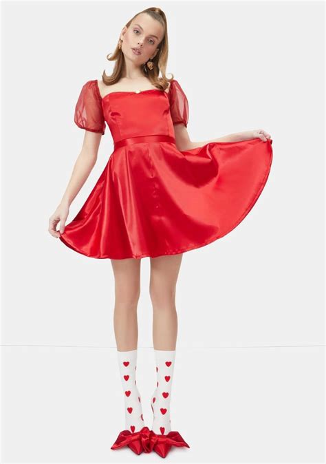 Sugar Thrillz Satin Babydoll Ribbon Dress Red Dolls Kill Lace