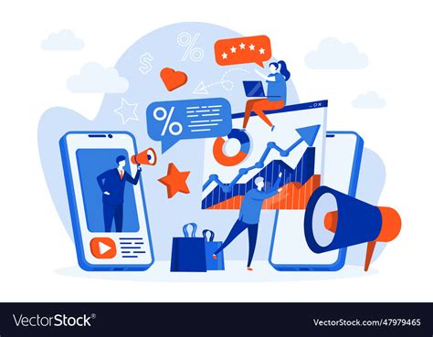 Mobile Marketing Web Concept With People Digital Vector Image