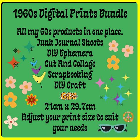 1960s Digital Craft Bundle 1960s Backgrounds Digital Paper Junk