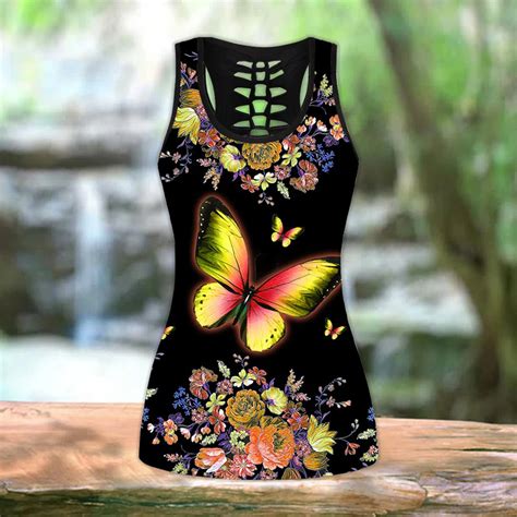 3d Borboleta Impressão Floral Moda Feminina Oco Top Sem Mangas Camisa