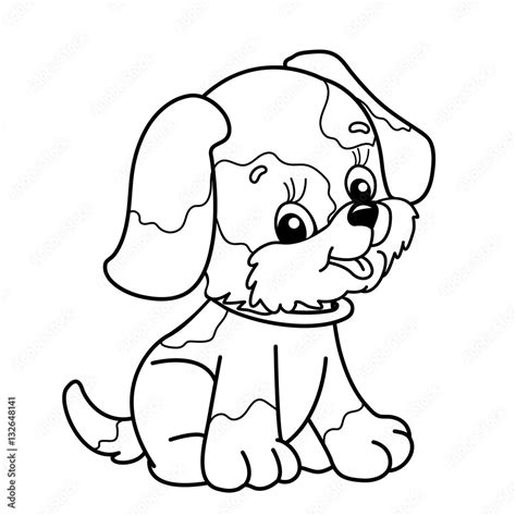 Coloring Page Outline Of cartoon dog. Cute puppy sitting. Pet. Coloring ...