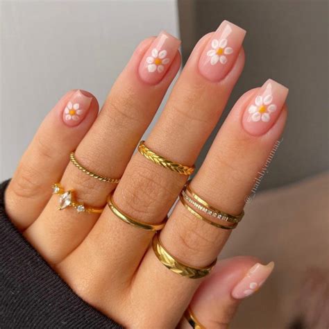 50 Pretty Floral Nail Designs Light Mint French Tips And Flower Nail