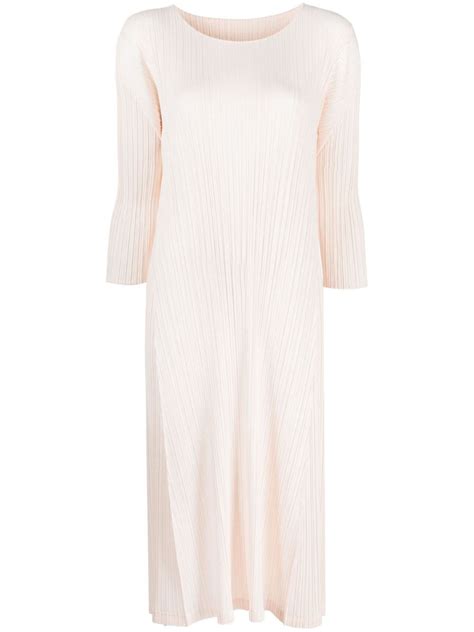 Pleats Please Issey Miyake Mellow Pleats Pliss Midi Dress Pink