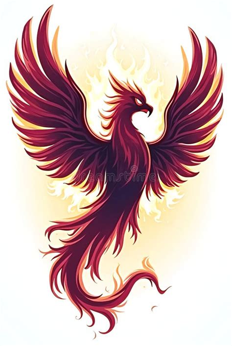 Burning Bird Phoenix Rising Form Flames And Fire Stock Illustration